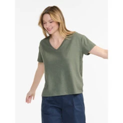 T-Shirt Col V En Coton Lin Aigle 14 T-Shirt Col V En Coton Lin Aigle -Aigle t shirt col v en coton lin aigle 2