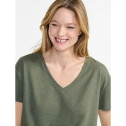 T-Shirt Col V En Coton Lin Aigle 16 T-Shirt Col V En Coton Lin Aigle -Aigle t shirt col v en coton lin aigle 4