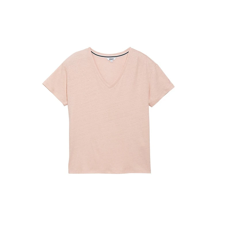 T-Shirt Col V En Coton Lin Aigle 6 T-Shirt Col V En Coton Lin Aigle – Image 6